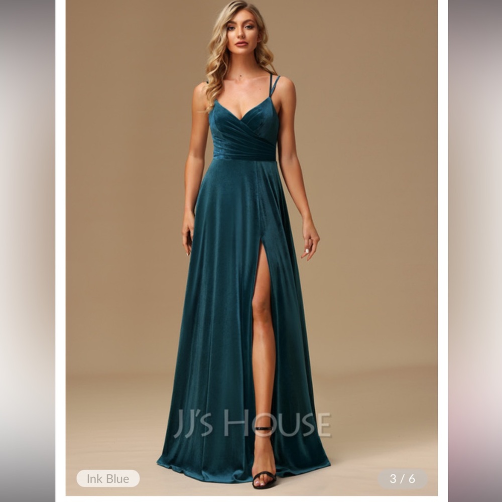 Velvet A-Line V-neck Floor-Length Bridesmaid Dress With Slit